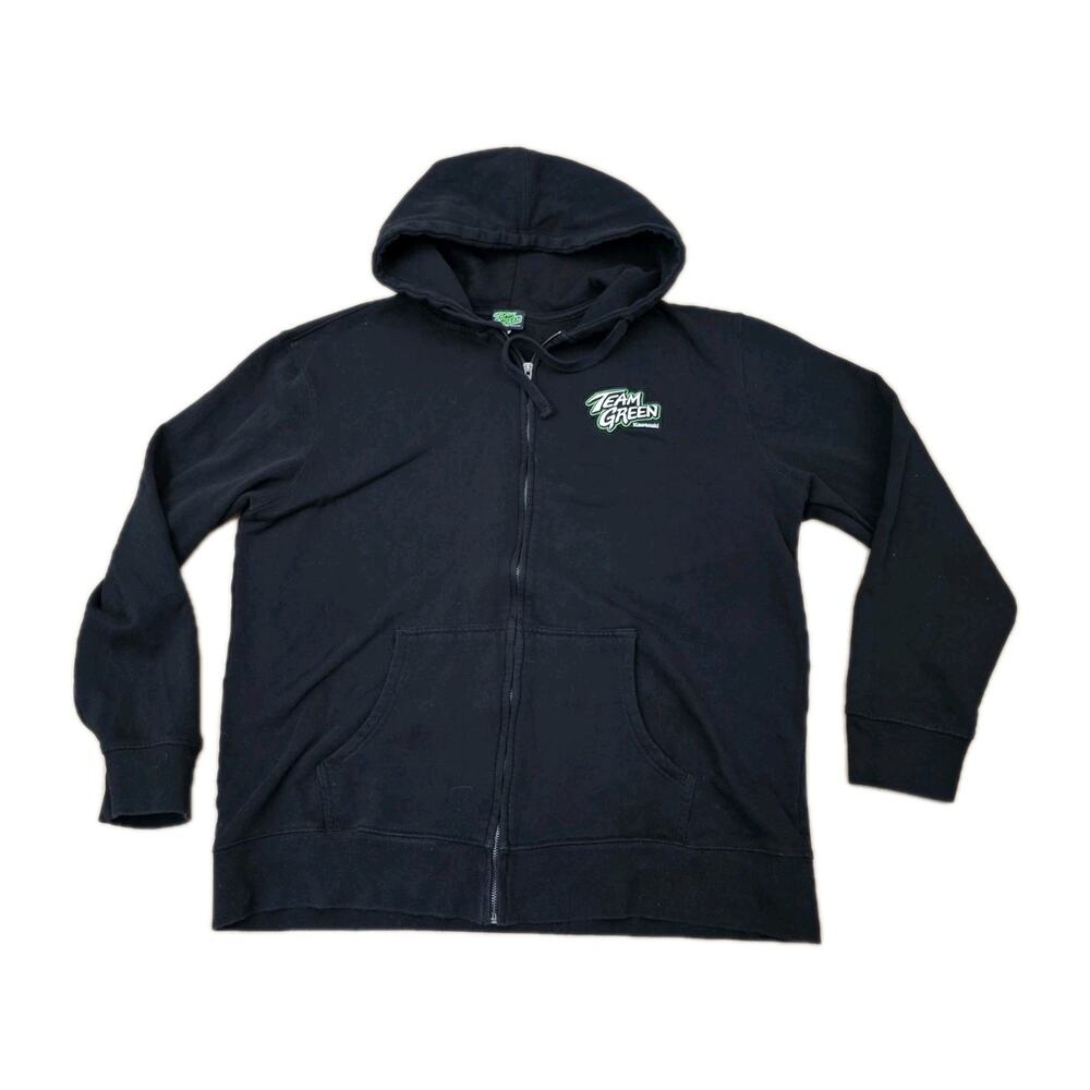 Kawasaki Team Green Hoodie Full Zip Men's Size XL Black
